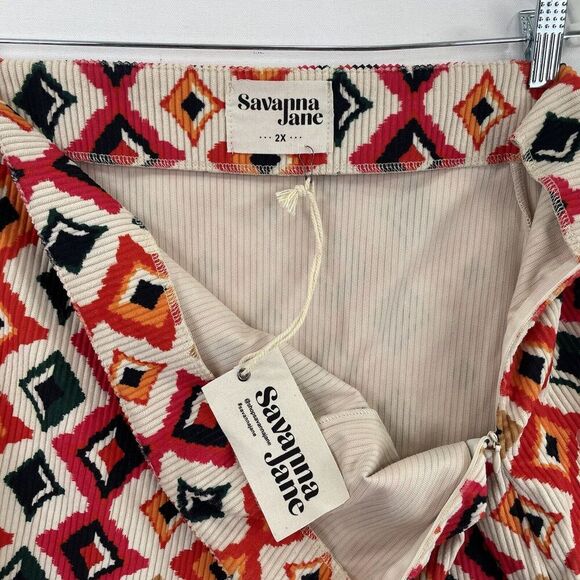 Savanna Jane Skirt Womens 2X Plus‎ Orange Aztec Mini Boho Festival Beach NWT - Picture 11 of 16